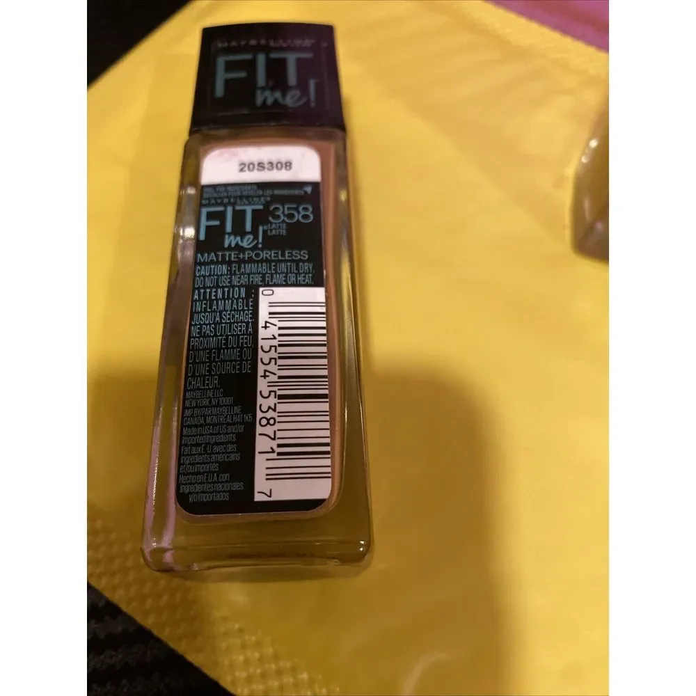 Maybelline New York‎ Fit Me #358 LATTE Matte+Poreless Foundation 1oz- Lot Of 2